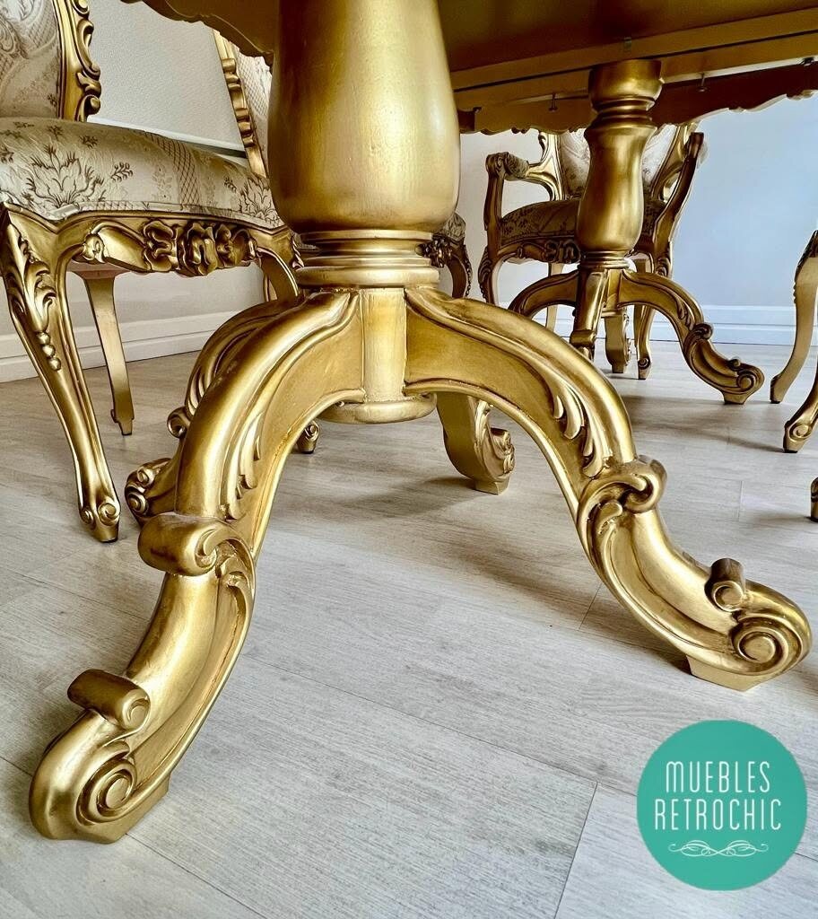 Carved table-base detail from the French Baroque dining room